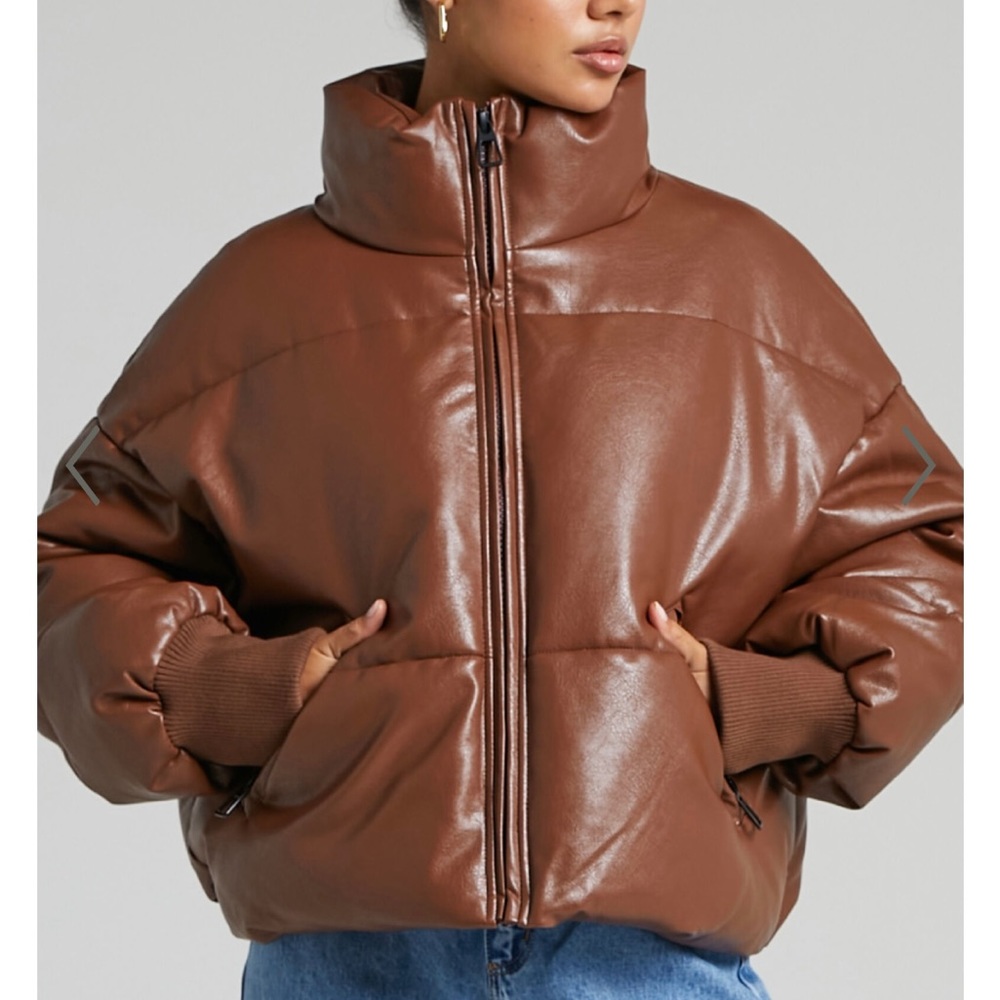 Asos faux leather puffer coat zara style
